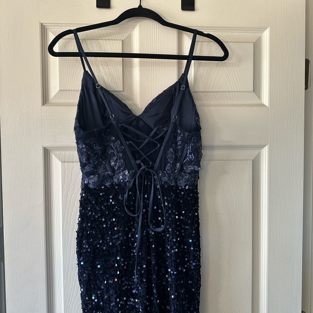 Elegant Navy Sequin Dress
